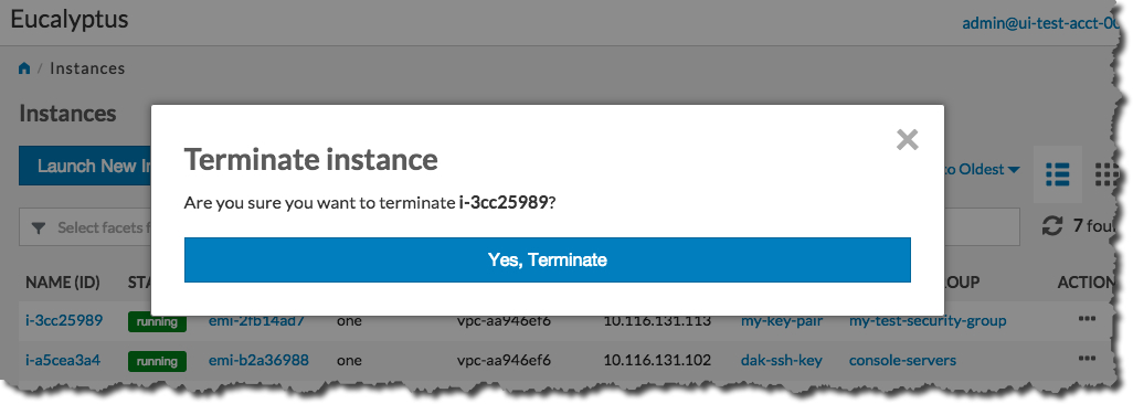 Eucalyptus Console Terminate Instance