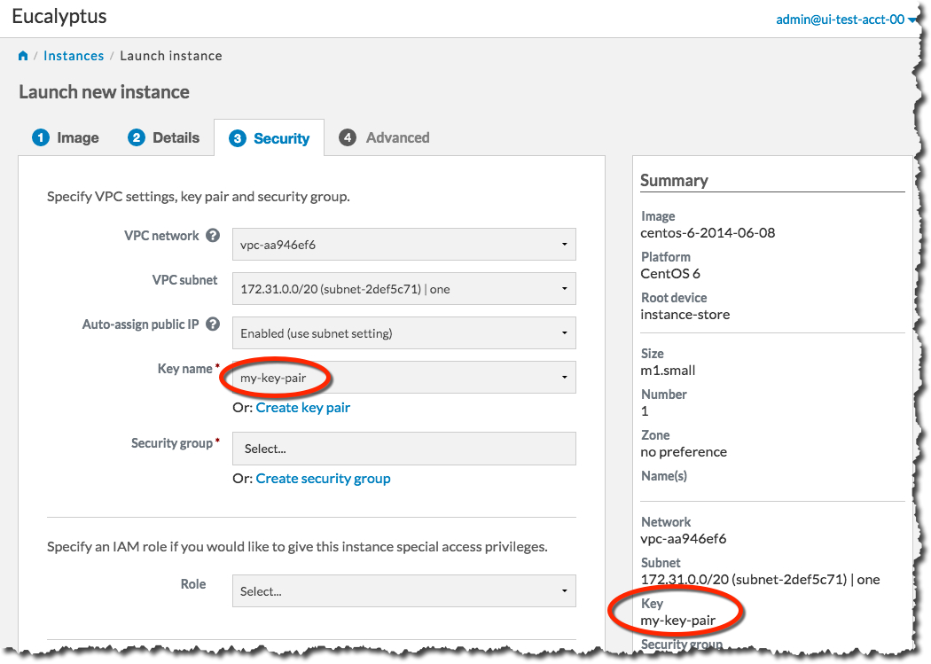 Eucalyptus Console Create Keypair