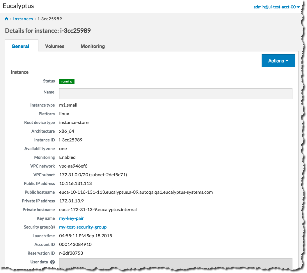 Eucalyptus Console Launch Instance