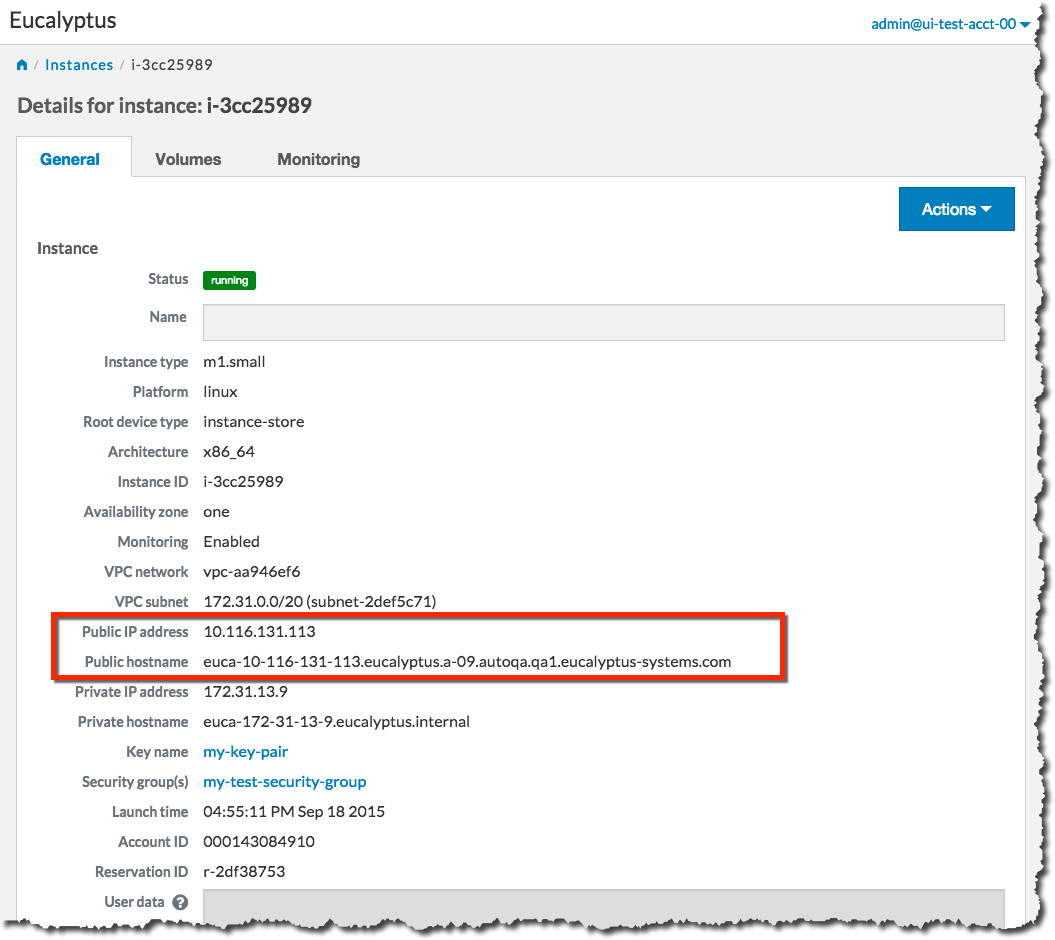 Eucalyptus Console Launch Instance